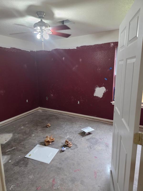 Bedroom walls prepped for repaint